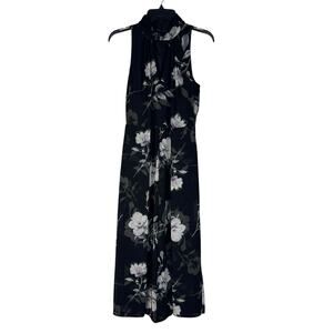 WHBM SZ 6 Cropped Jumpsuit Floral Keyhole V-Neck Palazzo Wide Leg Sleeveless